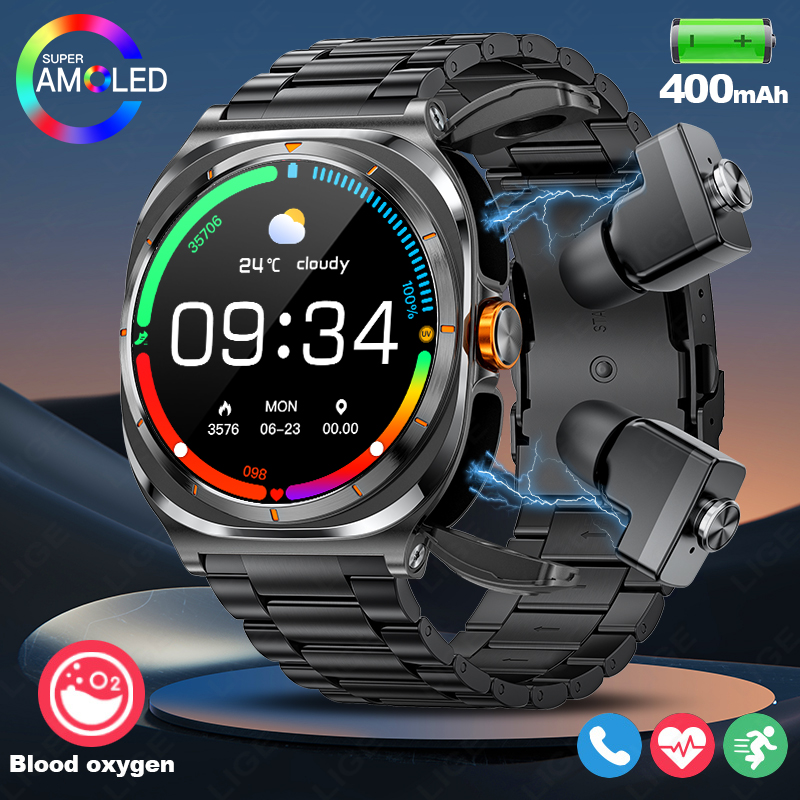 Smartwatch Health Watches For Women - LIGE 2025 腕時計ワイヤレスイヤホン 2-in-1 スマートウォッチ Bluetooth