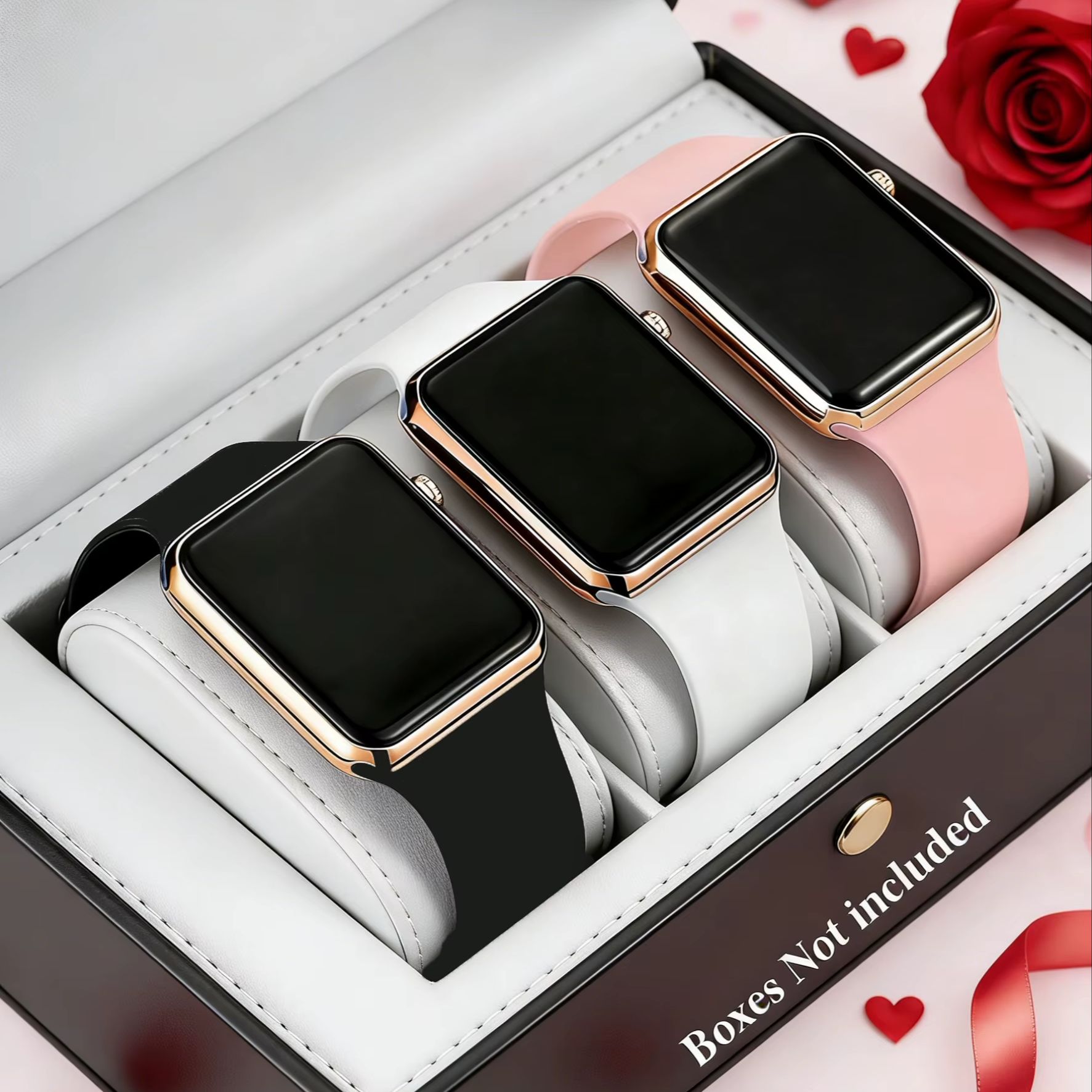 Smartwatch Watches Gift For Boys - カップル向けの、キュートでスタイリッシュな電子腕時計3点セット。スマート機能は搭載していません。上品で愛らしいデザインで、誕生日プレゼントに最適。女の子にも男の子にも似合う、普段使いにも合う、どんなシーンにも合う、プレゼントにぴったりの選択肢です。
