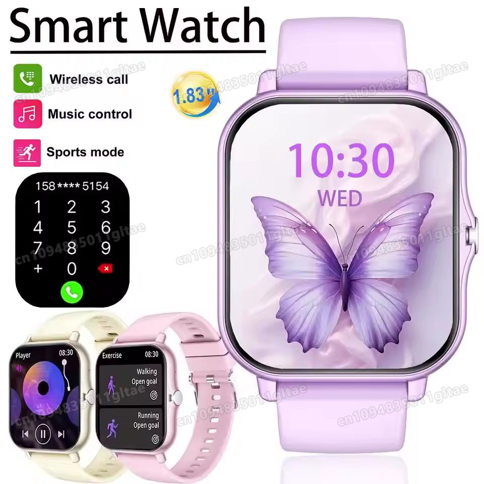 Smartwatch Latest Watches For Men - 最新改良型ファッションデザイン1.83インチスポーツスマートウォッチ、男女兼用、ワイヤレス通話、心拍数モニター、防水機能搭載