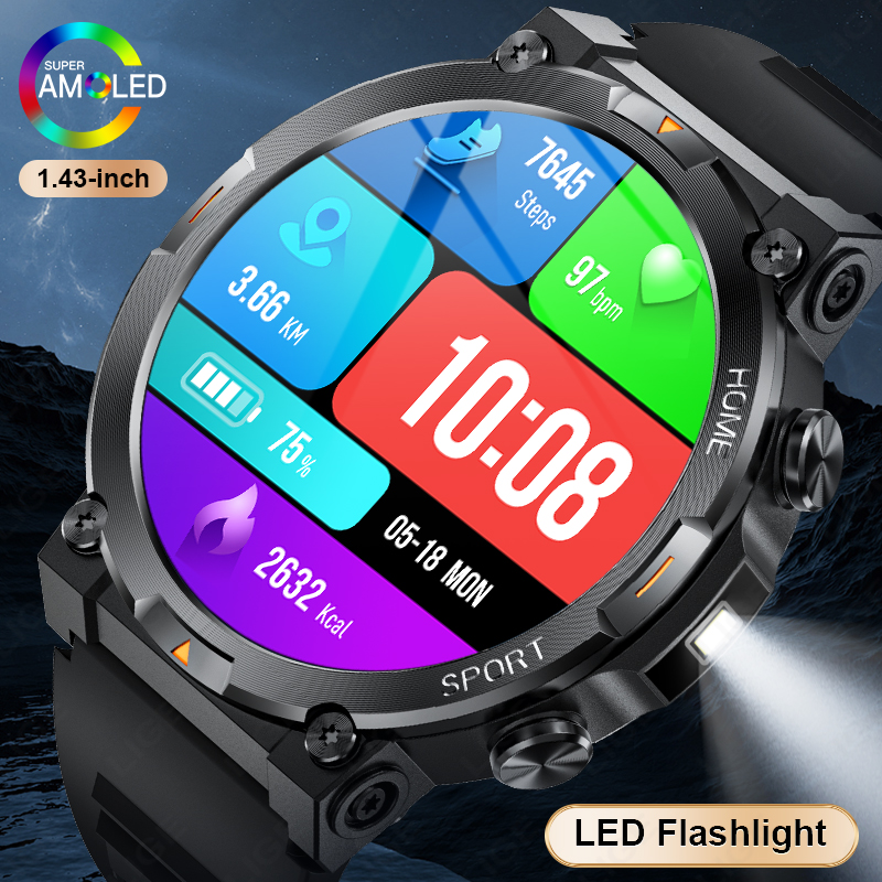 Smartwatch Latest Watches For Men - LIGE 2026 男性スマートウォッチ 1.43 インチ心拍数 IP68