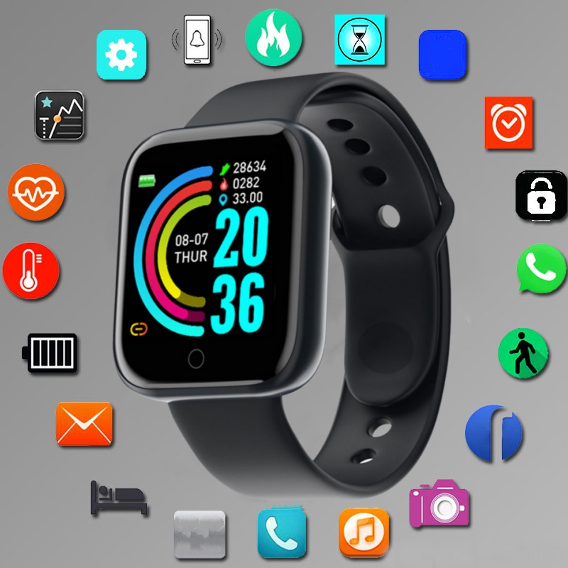Smartwatch Digital Watches For Women - 男性と女性のためのスマートウォッチ,スポーツモード,音楽コントロール,カロリー,距離,フィットネス,バンド,メッセージ,リマインダー,Android, iOS