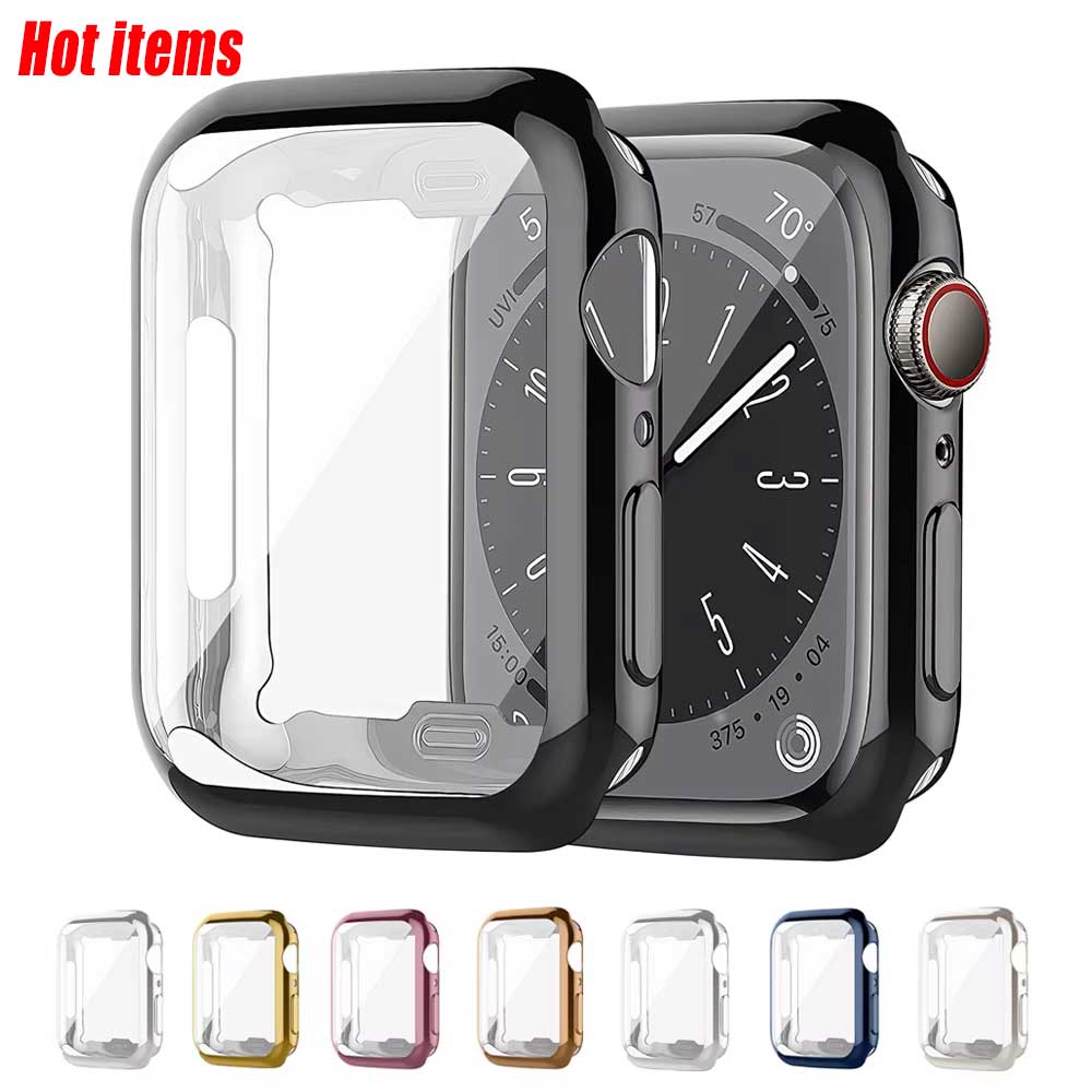 Smartwatch Iphone Watches For Women - Apple Watch用シリコンスクリーンプロテクター,バンパーケース,iwatchシリーズ3、4、5、6、se、7、8、9、44mm、40mm、45mm用バンパー41mm, 42mm, 46mm, 38mm