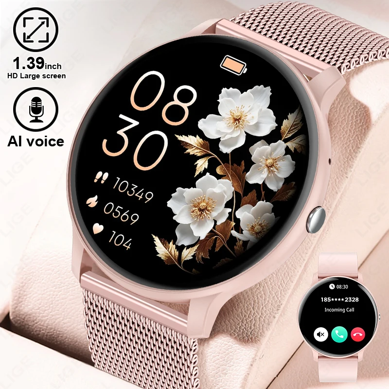 Watches Ladies Smartwatch - LIGE Bluetooth通話スマートウォッチ 女性用 カスタムダイヤル スマートウォッチ Android/iOS対応