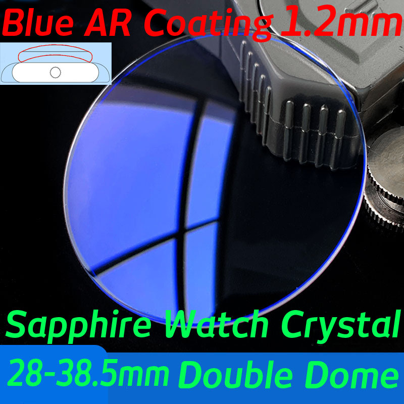 Watch Crystal Replacement - サファイアクリスタルの青い時計,ダブルドーム,28〜38.5mm,交換用,ガラスレンズ,修理ツールパーツ,1.2mm