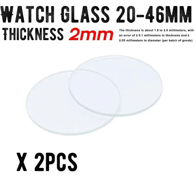 Watch Crystal Replacement - 【2個】厚さ2.0mmのラウンドウォッチガラス20mmから46mmのスマートウォッチ交換用クリスタルレンズフラットミラーガラス時計修理ツール