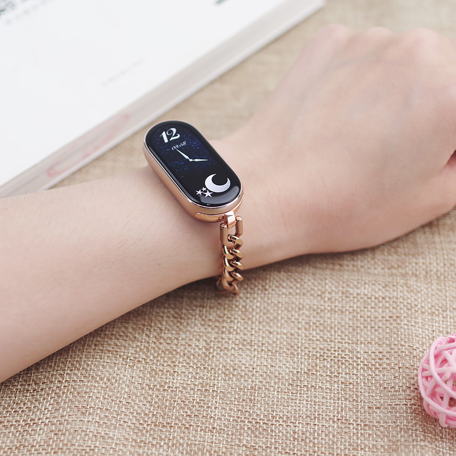 Watches Ladies Smartwatch - Mi Band 11用ストラップチェーン、Mi Band 10、9、8、7、6、5用スマートブレスレットストラップ、Xiaomiスマートバンド9用レディースウォッチバンド。
