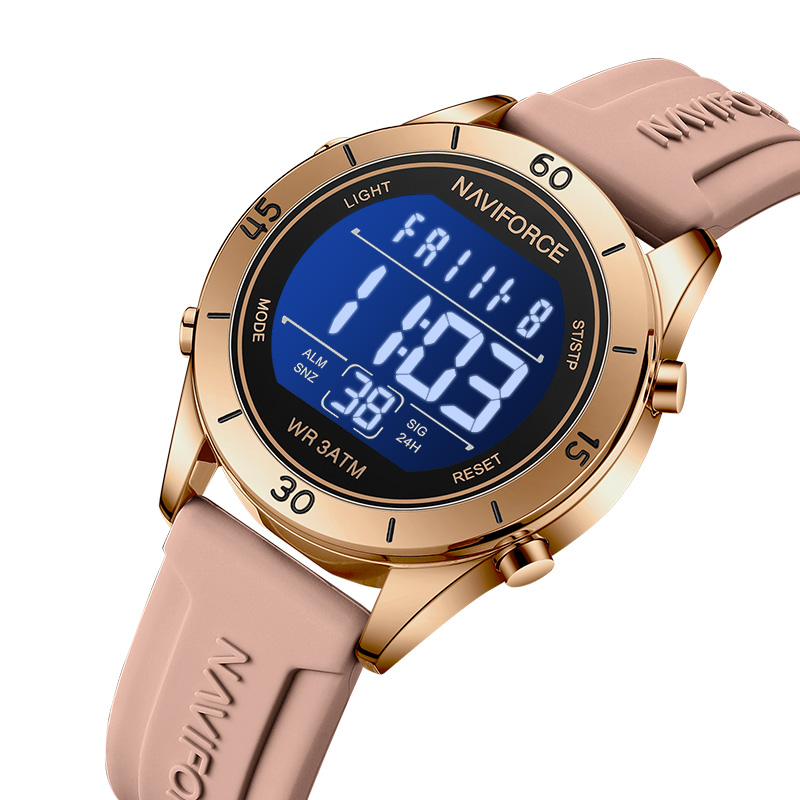 Chronograph Sport Watch - ナビフォース腕時計女性用ファッションスポーツ防水液晶デジタル曜日と日付シリコンバンド電子腕時計レロジオフェミニーノ