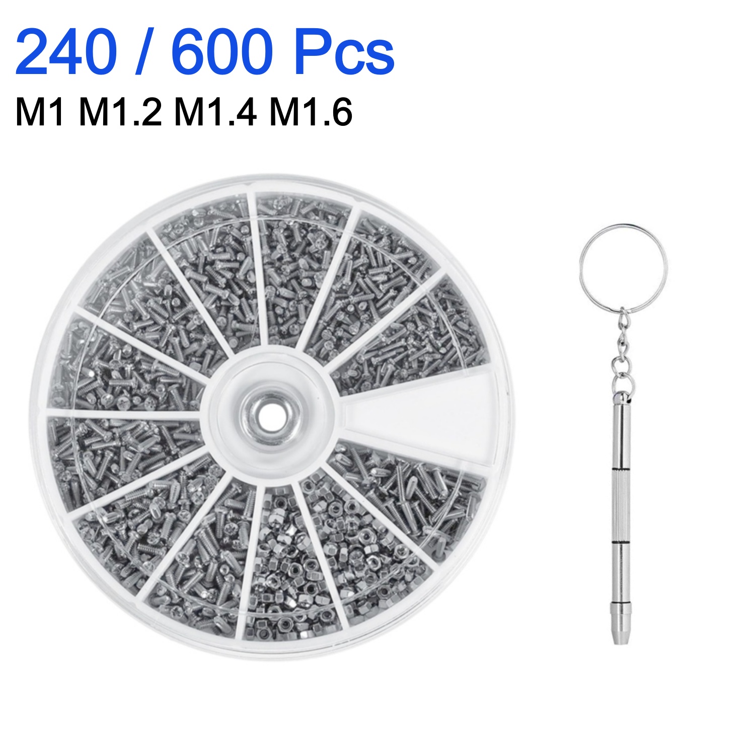 Watch Tool Repair Kit - 240/600個の小さなネジナットドライバーセット、眼鏡サングラス修理ツールネジナット、時計、ガラス製品、電話、トルニージョ用
