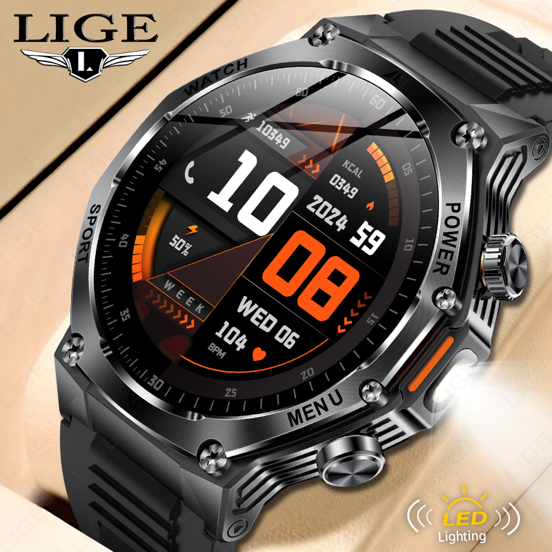 Smartwatch Latest Watches For Men - LIGE 新しい男性 800mAh 超ロングバッテリー寿命防水スマートウォッチ屋外スポーツ腕時計 Bluetooth 通話軍事スマートウォッチ