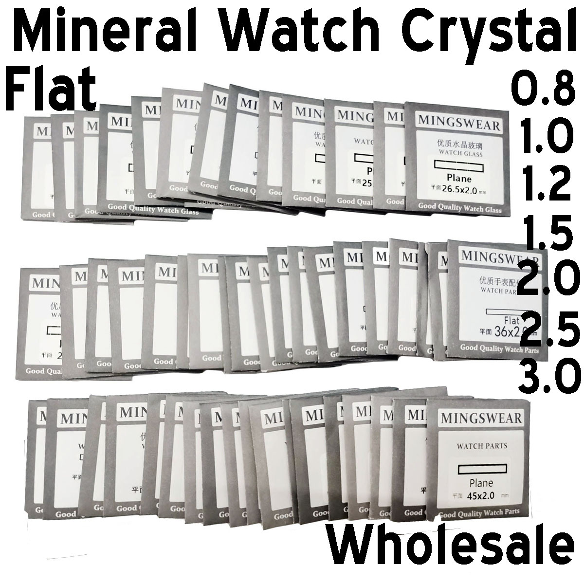 Watch Tool Repair Kit - 卸売フラットミネラルウォッチガラスセット 0.8/1.0/1.2/1.5/2.0/2.5/3.0mm厚 ウォッチガラスレンズ修理パーツキット 直径14mm-45mm