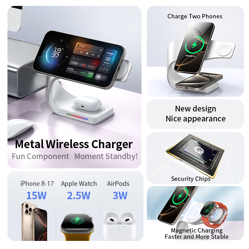 メタルシェル4in1ワイヤレス充電器 iPhone 16/1 - Smartwatch Apple Watch のレビューと価格