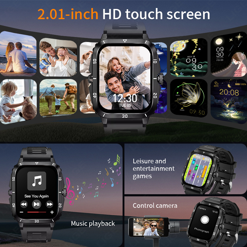 2.01 画面スマートウォッチ Bluetooth 通話ヘル - Smartwatch Latest Watches For Men のレビューと価格
