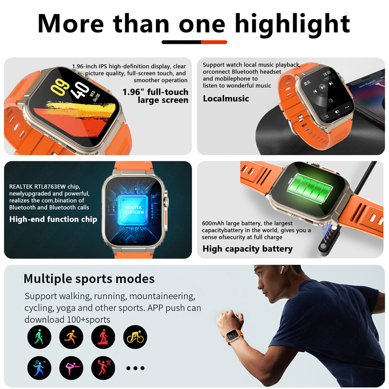 Lige-男性用大容量スマートウォッチ,Bluetooth, - Smartwatch Latest Watches For Men のレビューと価格