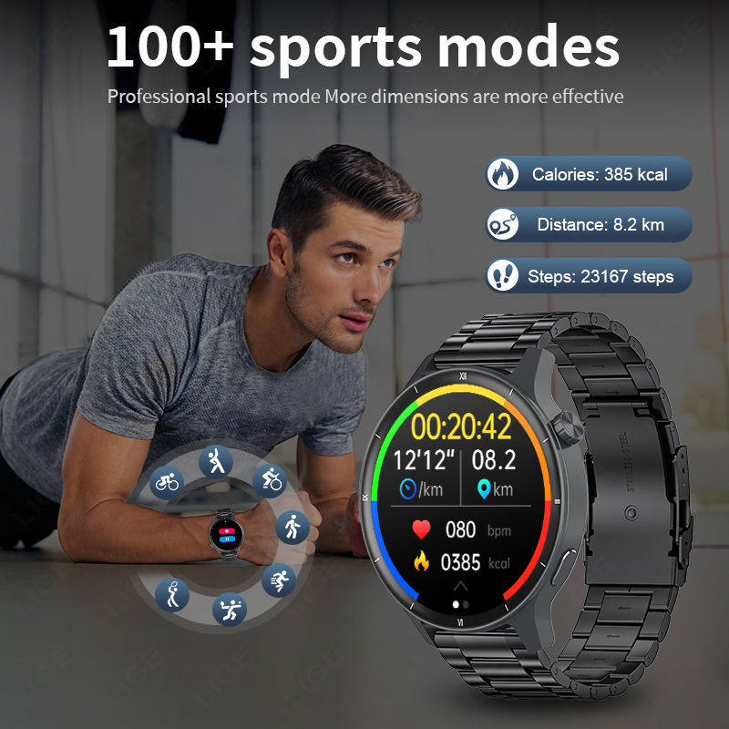 LIGE 3D ダイナミックダイヤルスマートウォッチ女性男性 - Smartwatch Latest Watches For Men のレビューと価格