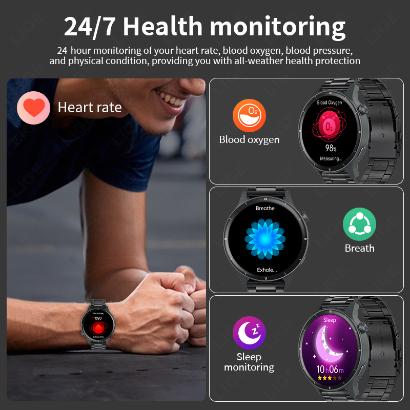 LIGE 3D ダイナミックダイヤルスマートウォッチ女性男性 - Smartwatch Latest Watches For Men のレビューと価格