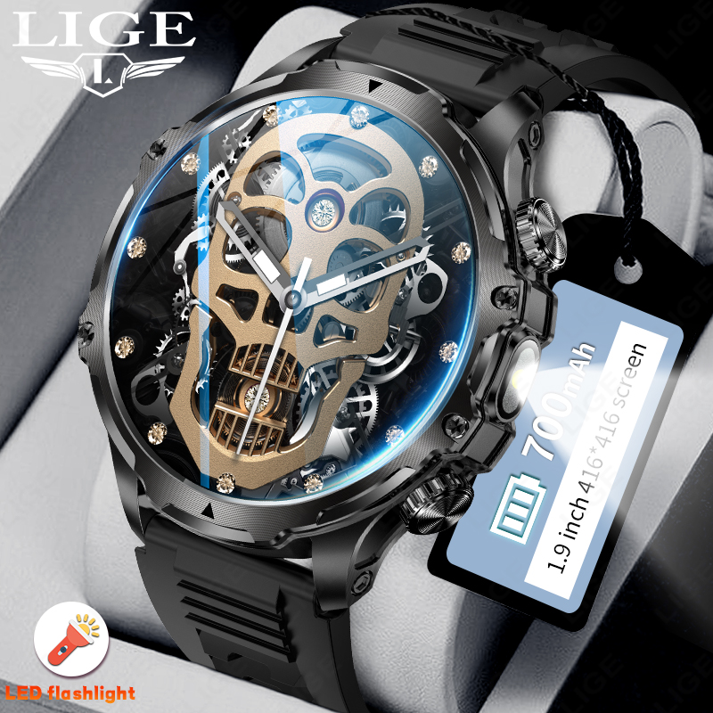 LIGE 700mah 大バッテリー懐中電灯スマートウォッチ - Smartwatch Latest Watches For Men のレビューと価格
