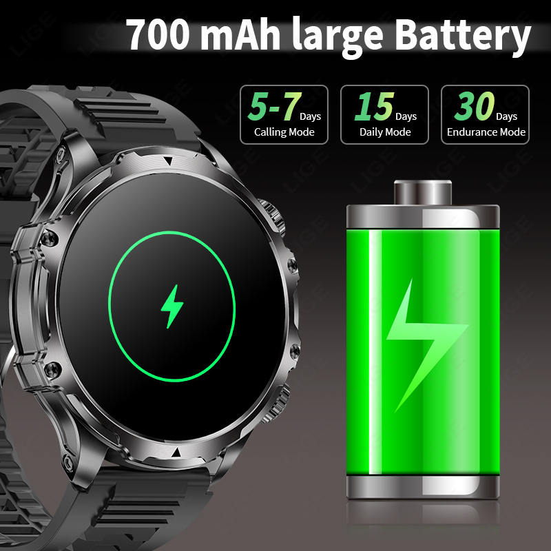 LIGE 700mah 大バッテリー懐中電灯スマートウォッチ - Smartwatch Latest Watches For Men のレビューと価格