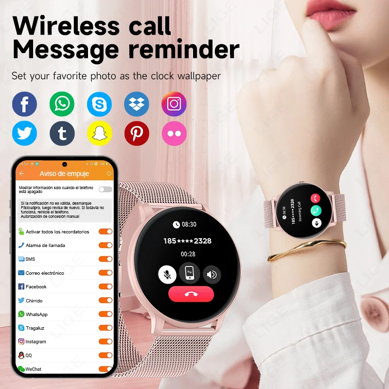 LIGE Bluetooth通話スマートウォッチ 女性用 カ - Watches Ladies Smartwatch のレビューと価格