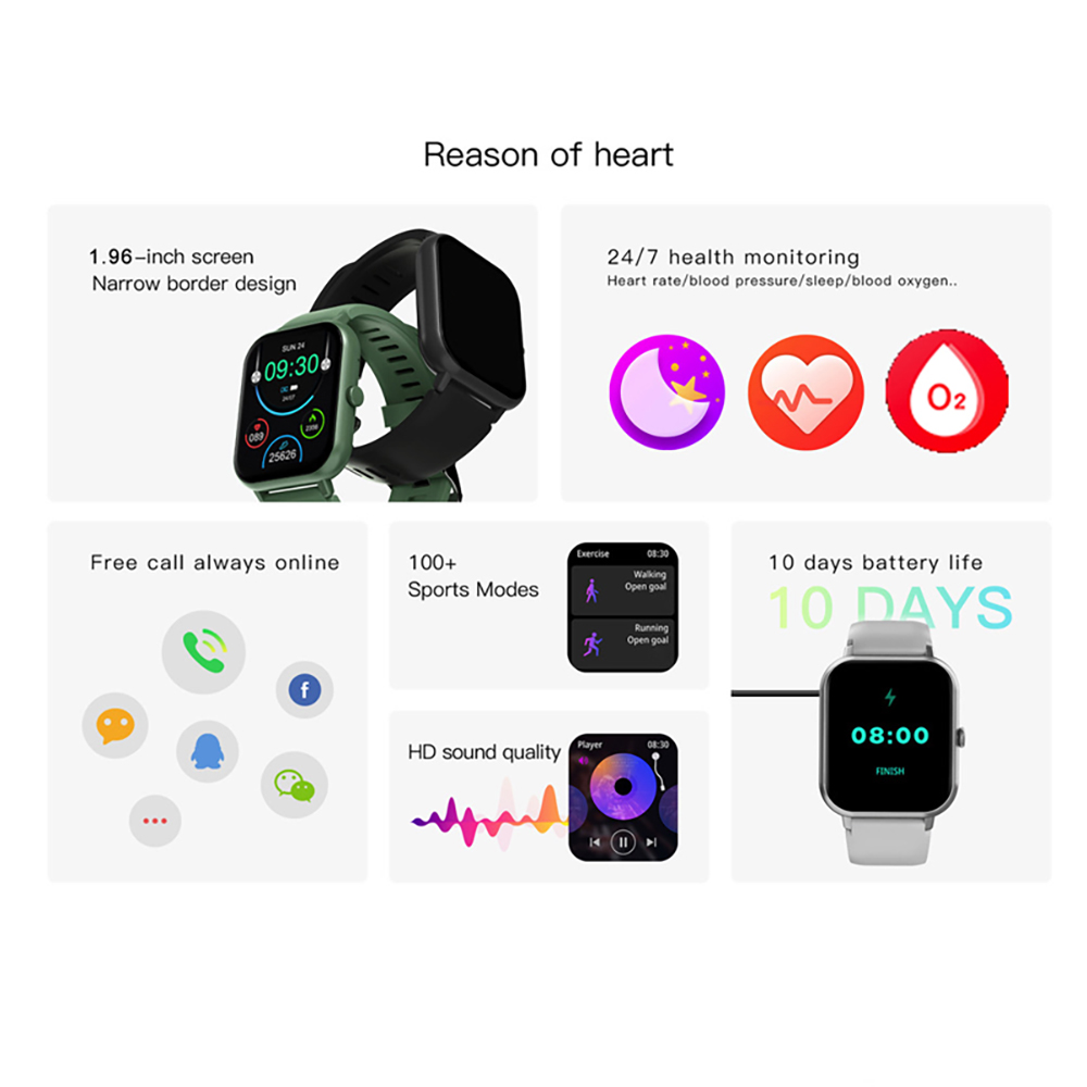 男性と女性のための青い防水時計,24時間の健康モニター,10 - Smartwatch Health Watches For Women のレビューと価格
