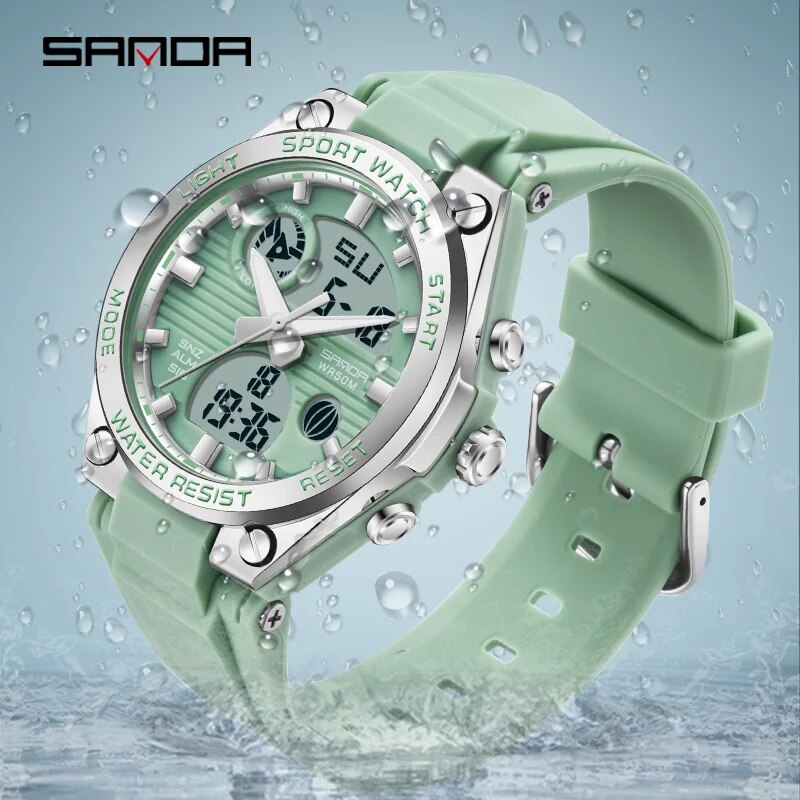 女性用デジタルLED腕時計,スポーツクロノグラフ,クォーツ, - Chronograph Sport Watch のレビューと価格