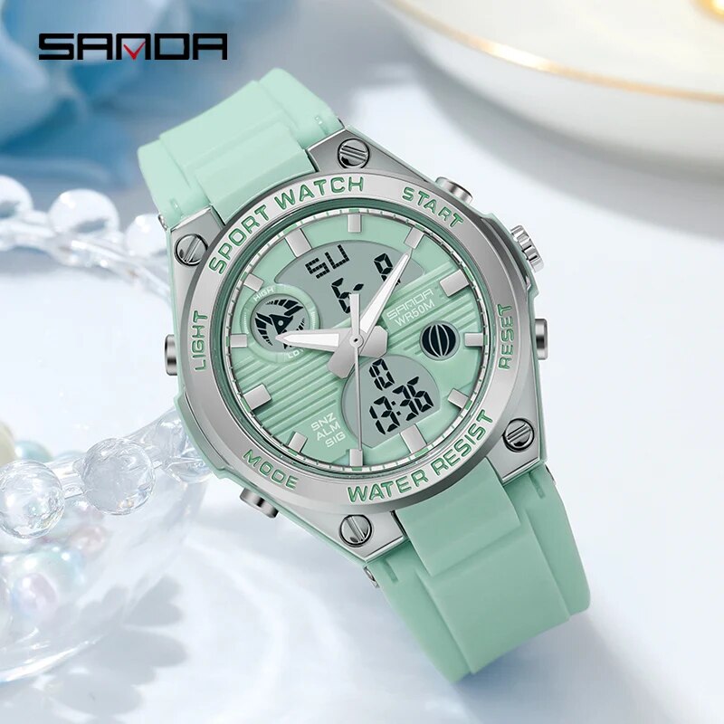 女性用デジタルLED腕時計,スポーツクロノグラフ,クォーツ, - Chronograph Sport Watch のレビューと価格