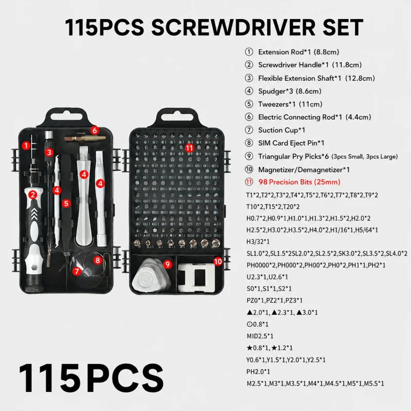 ポータブル115in1磁気ドライバーセットミニ精密修理キット - Watch Tool Repair Kit のレビューと価格