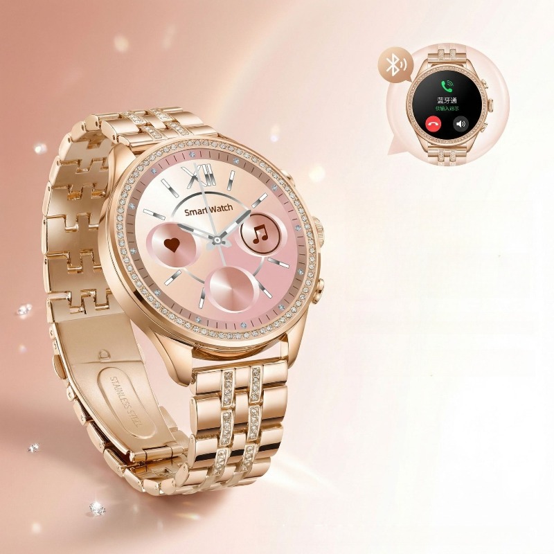 GEN9ダイヤモンド装飾レディーススマートウォッチ ローズゴ - Smartwatch Health Watches For Women のレビューと価格