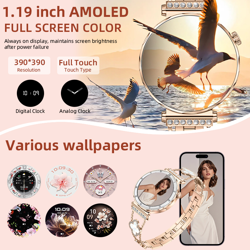 LIGE 女性スマートウォッチ 1.19 インチ AMOLE - Smartwatch Latest Watches For Men のレビューと価格