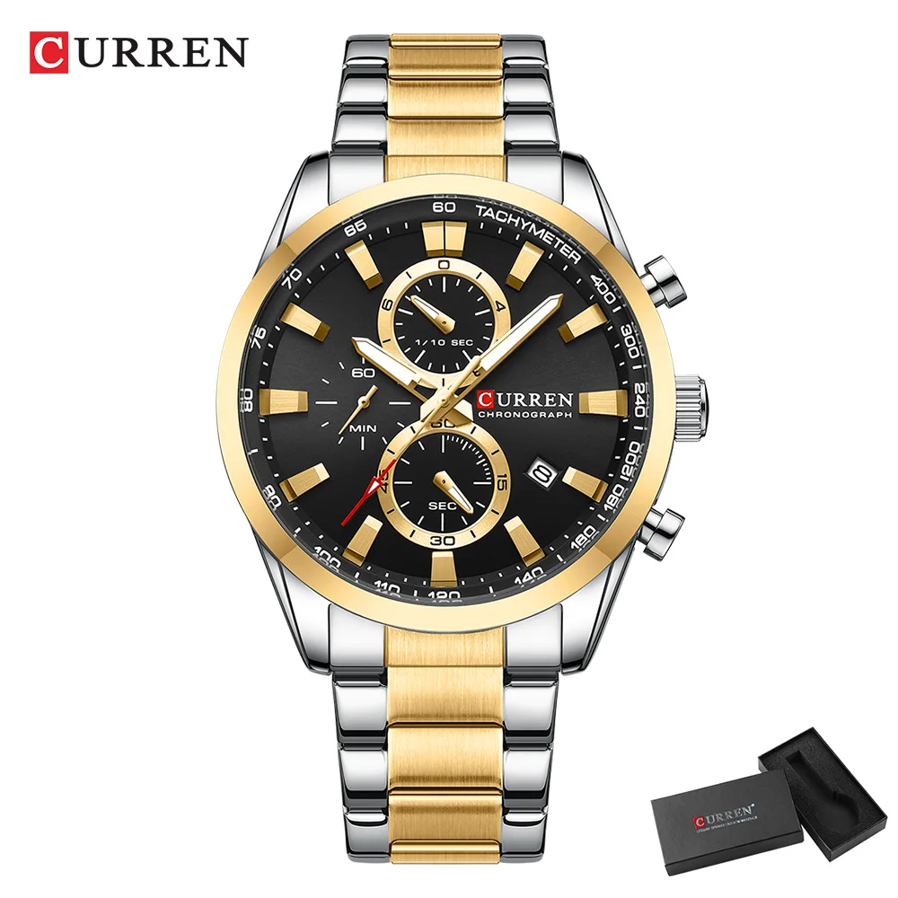 カレンカジュアルクォーツクロノスポーツ腕時計ブランド男性用ス - Chronograph Sport Watch のレビューと価格