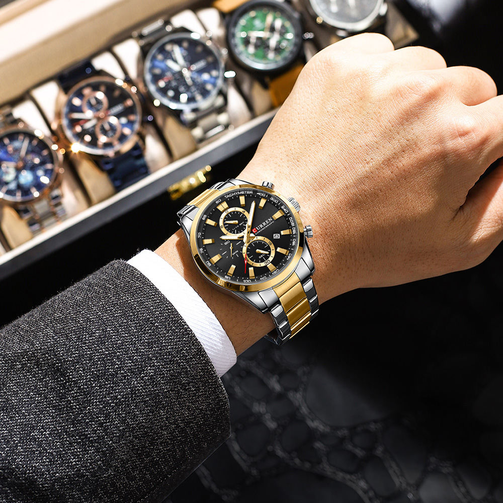 カレンカジュアルクォーツクロノスポーツ腕時計ブランド男性用ス - Chronograph Sport Watch のレビューと価格