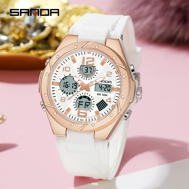 SANDA ピンクの女性用腕時計 アナログ・デジタル ユニセ - Chronograph Sport Watch のレビューと価格