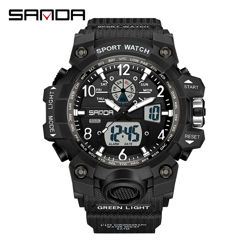 女性のための電気LED多機能時計、砂ブランド、軍隊のスポーツ - Chronograph Sport Watch のレビューと価格