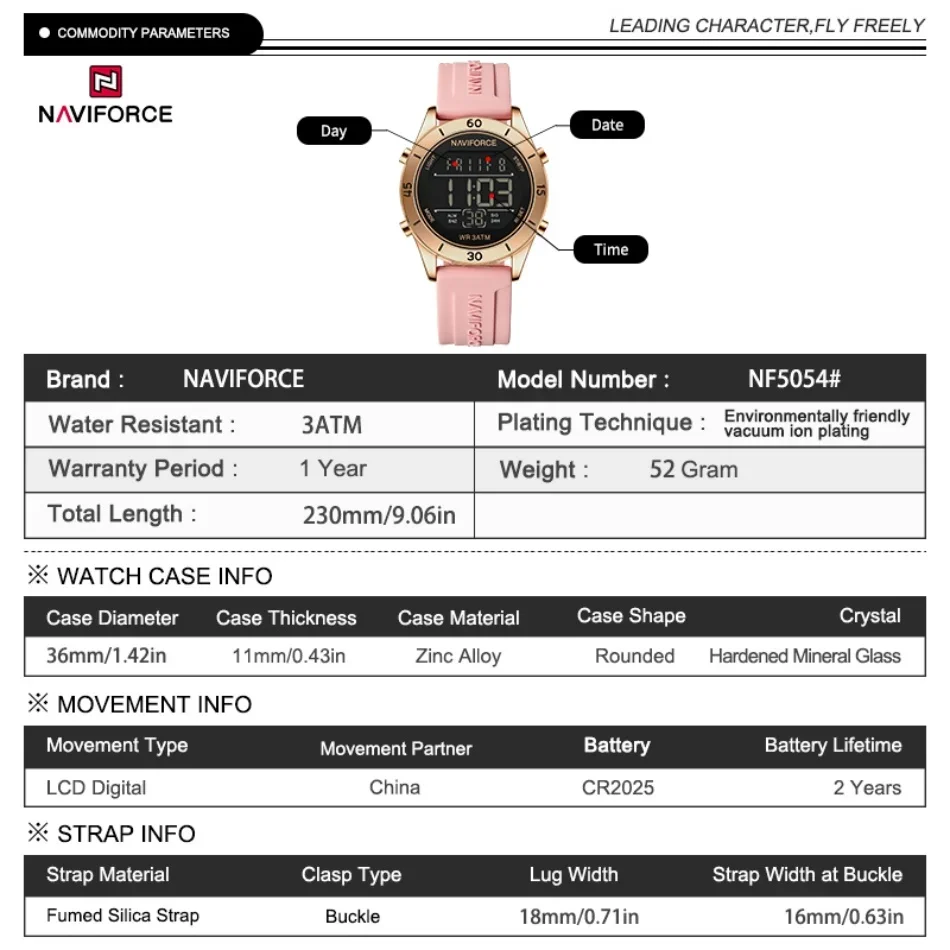 ナビフォース腕時計女性用ファッションスポーツ防水液晶デジタル - Chronograph Sport Watch のレビューと価格