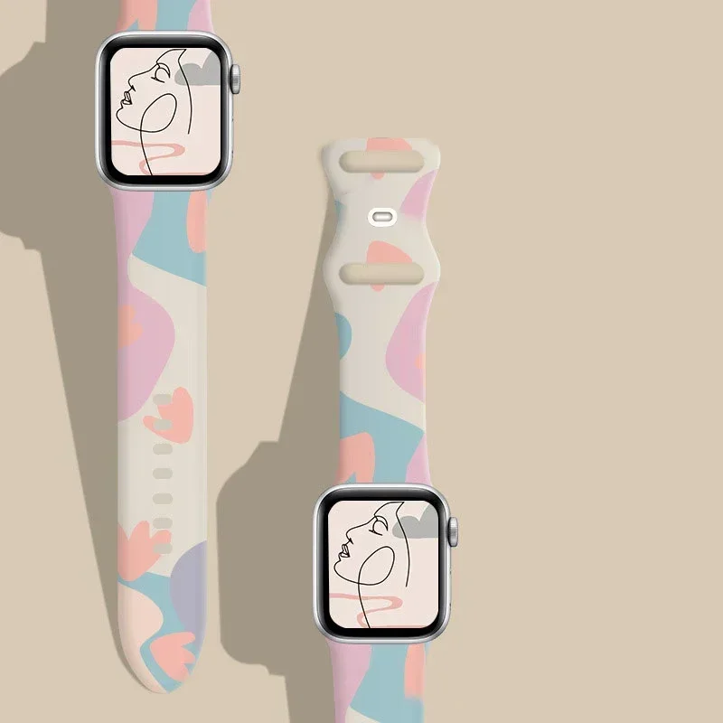 プリントシリコンバンド Apple Watch ストラップ  - Smartwatch Iphone Watches For Women のレビューと価格