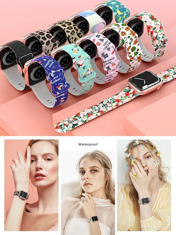プリントシリコンバンド Apple Watch ストラップ  - Smartwatch Iphone Watches For Women のレビューと価格