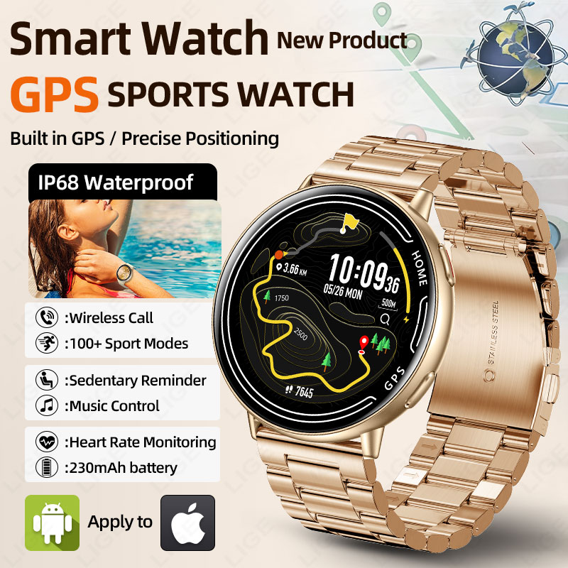 LIGE GPS スマートウォッチ心拍数モニタリング Blu - Smartwatch Watches For Women With Gps のレビューと価格
