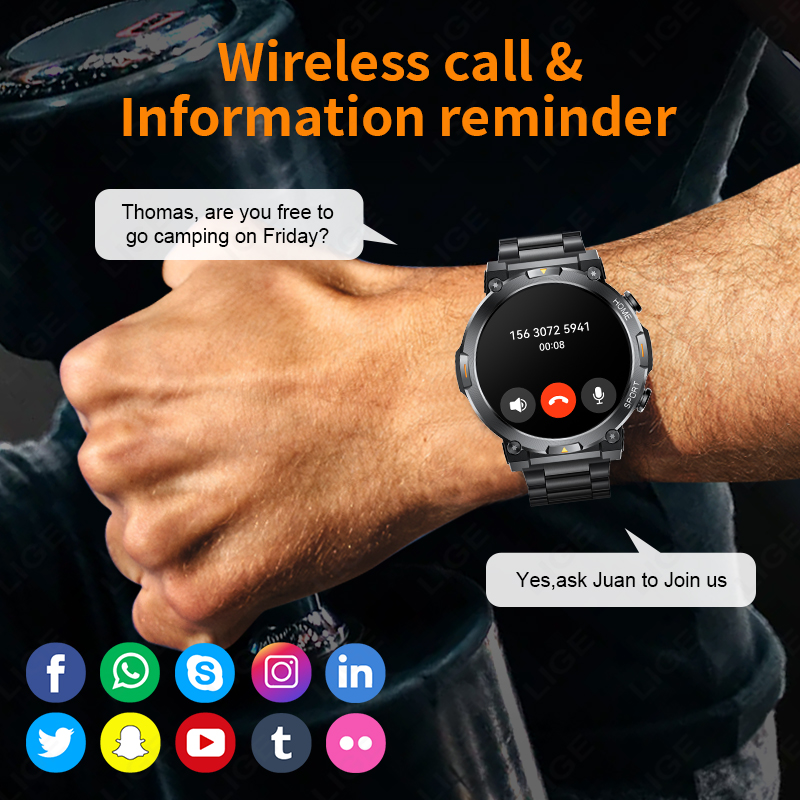 LIGEアウトドアスポーツスマートウォッチ メンズ 1.43 - Smartwatch Latest Watches For Men のレビューと価格