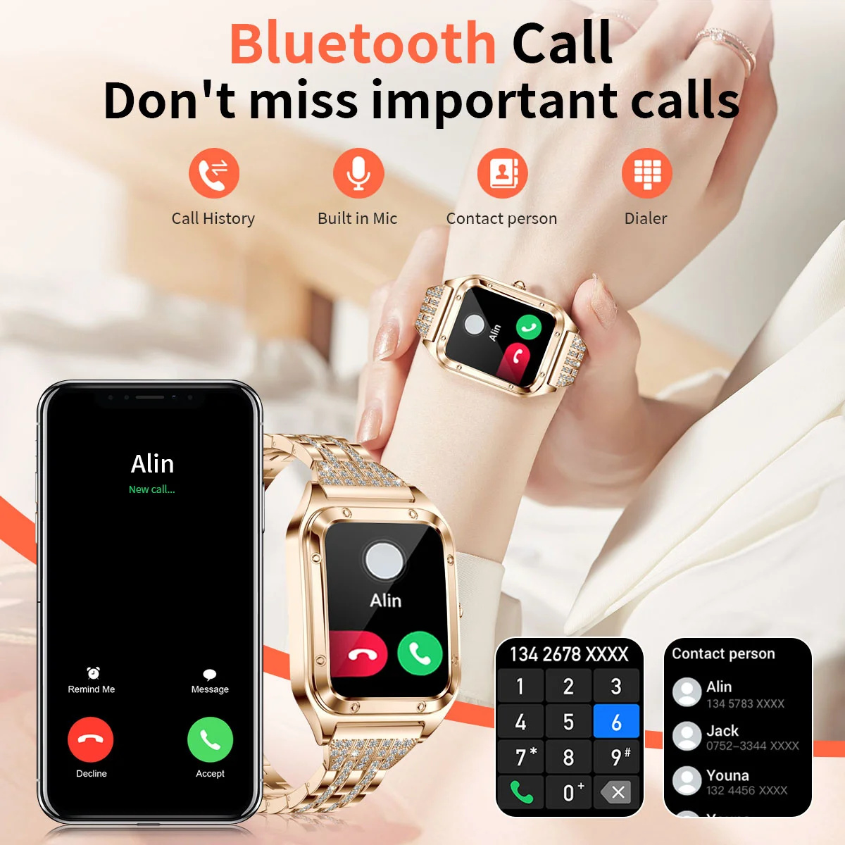 1.57 インチトップ高級スマートウォッチ女性 Blueto - Smartwatch Health Watches For Women のレビューと価格
