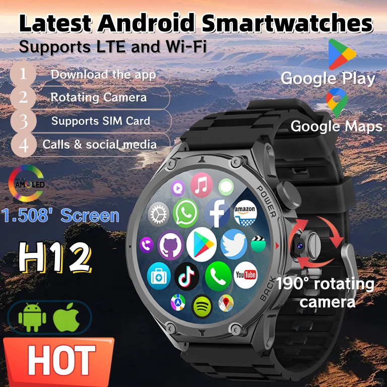 最新モデルH12スマートウォッチ4G SIMカードAndro - Smartwatch Latest Watches For Men のレビューと価格