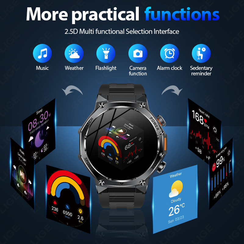 LIGE 新しい男性 800mAh 超ロングバッテリー寿命防 - Smartwatch Latest Watches For Men のレビューと価格