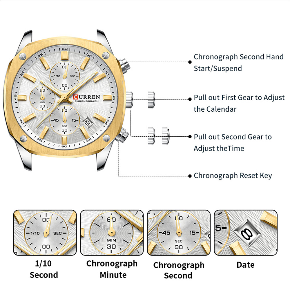 CURREN モダンメンズ 42mm スポーツウォッチ -  - Chronograph Sport Watch のレビューと価格