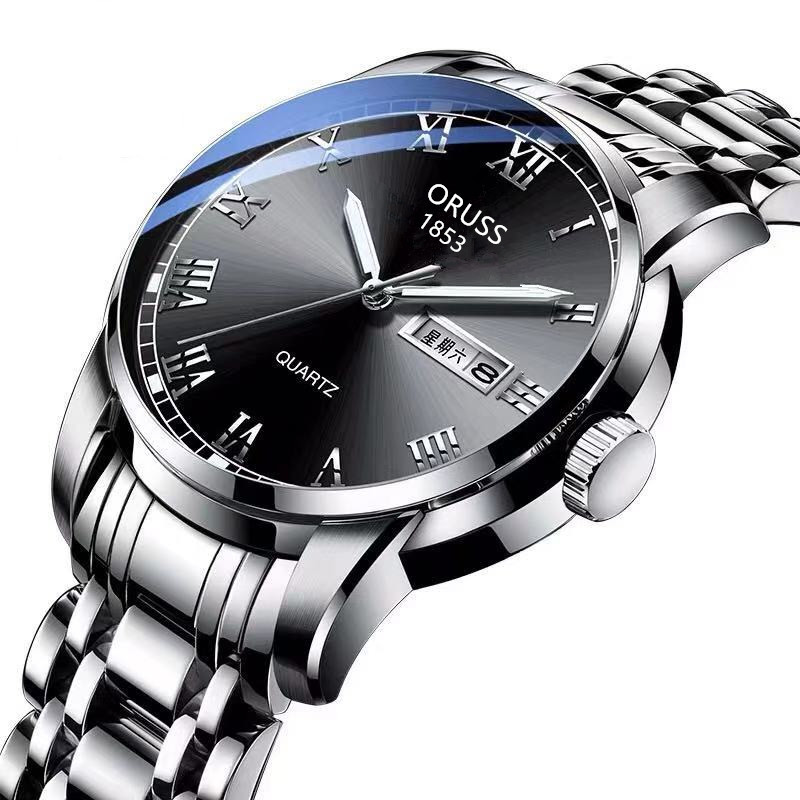 メンズクォーツ腕時計、発光ステンレススチールカレンダーウォッ - Smartwatch Watches Gift For Boys のレビューと価格