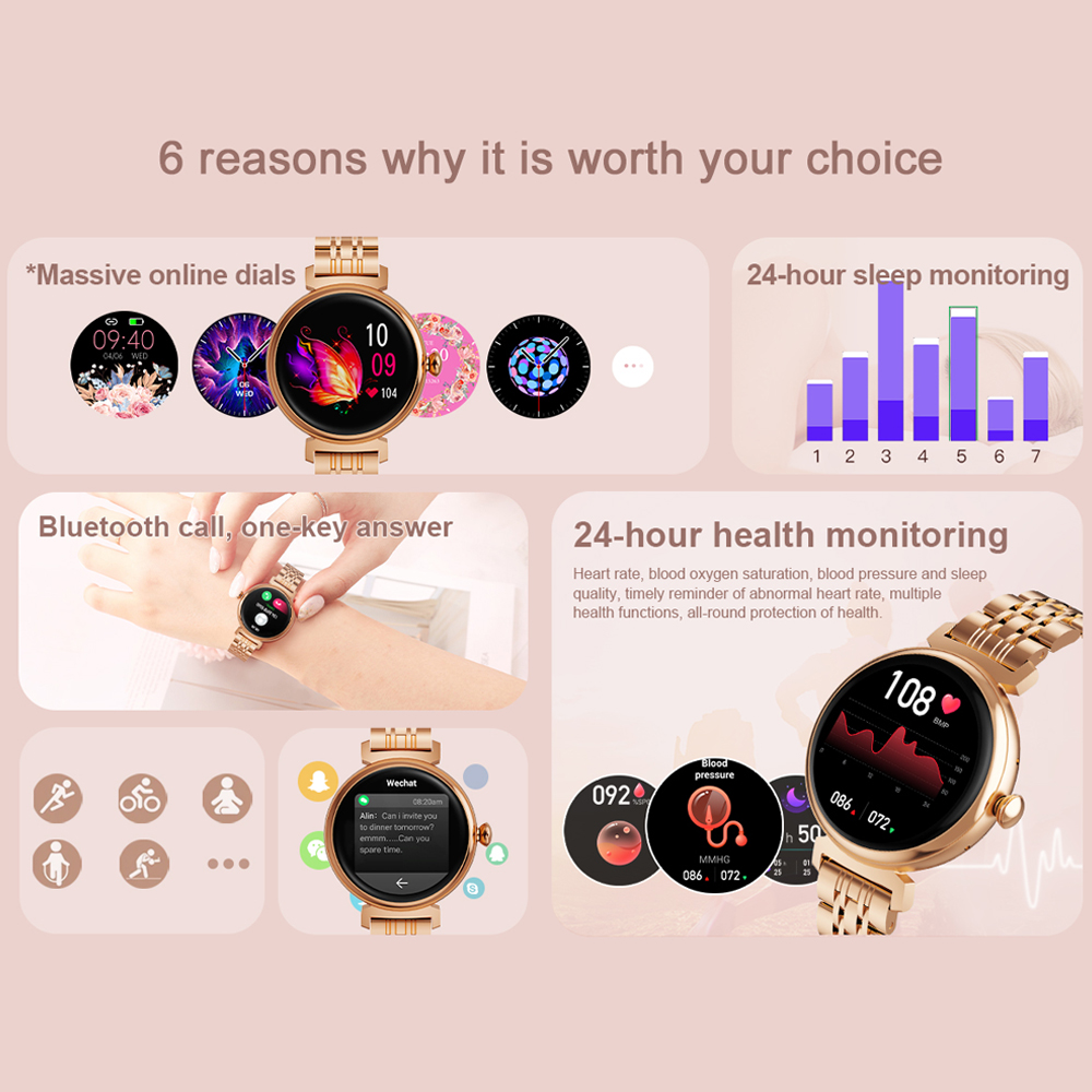 1.04 インチ AMOLED スクリーンファッションレディ - Watches Ladies Smartwatch のレビューと価格